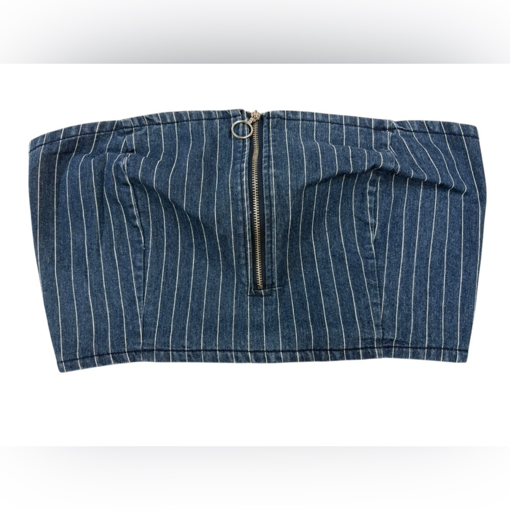 Kendall & Kylie Denim Pinstripe Crop Top